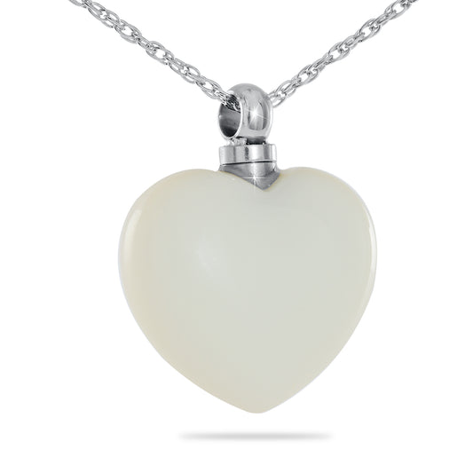 White Glass Heart Necklace Keepsake