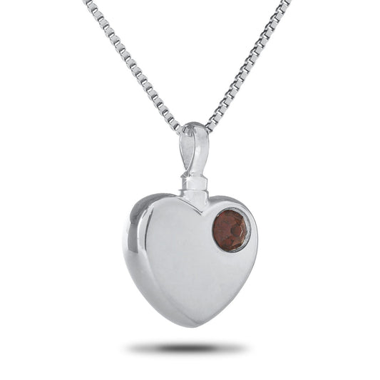 Red Stone Heart Steel Keepsake